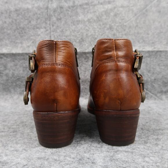 Frye Shoes Womens 7.5 Ankle Boot Ray Western Brown Leather Shootie Cutout Buckle - Picture 7 of 16